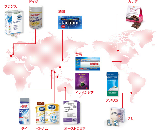 フランス、ドイツ、韓国、台湾、インドネシア、タイ、ベトナム、オーストラリア、カナダ、アメリカ、チリ